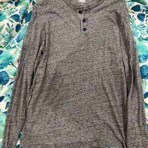 Old Navy Men's Heather Gray Long Sleeve Henley